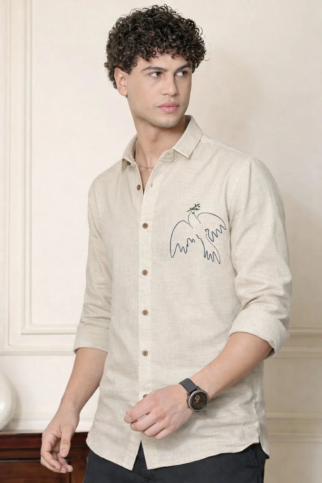 Men Regular Fit Floral Print Spread Collar Casual Shirt