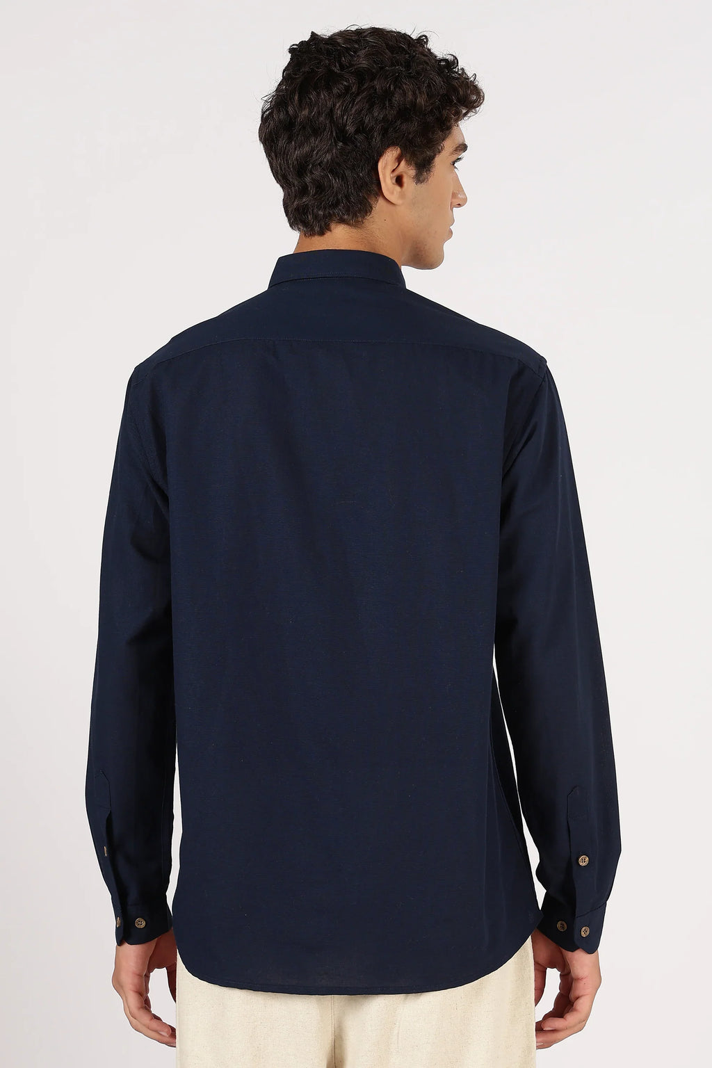 Flying Ducks Cotton Regular Fit Blue Embroidered Shirt