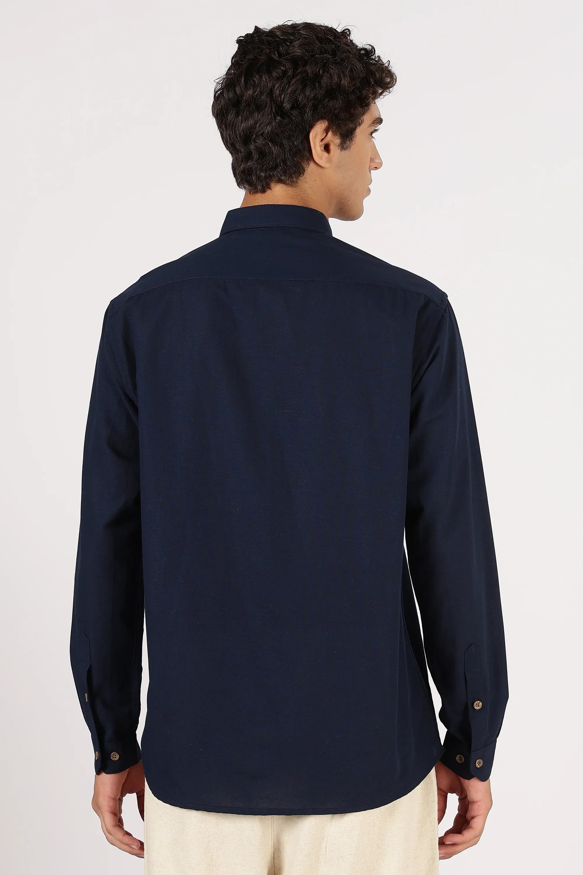 Flying Ducks Cotton Regular Fit Blue Embroidered Shirt