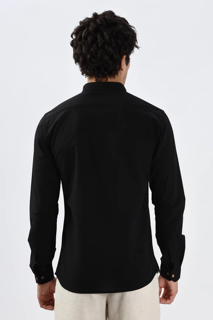 Men’s Designer Black Shirt – Slim Fit Cotton
