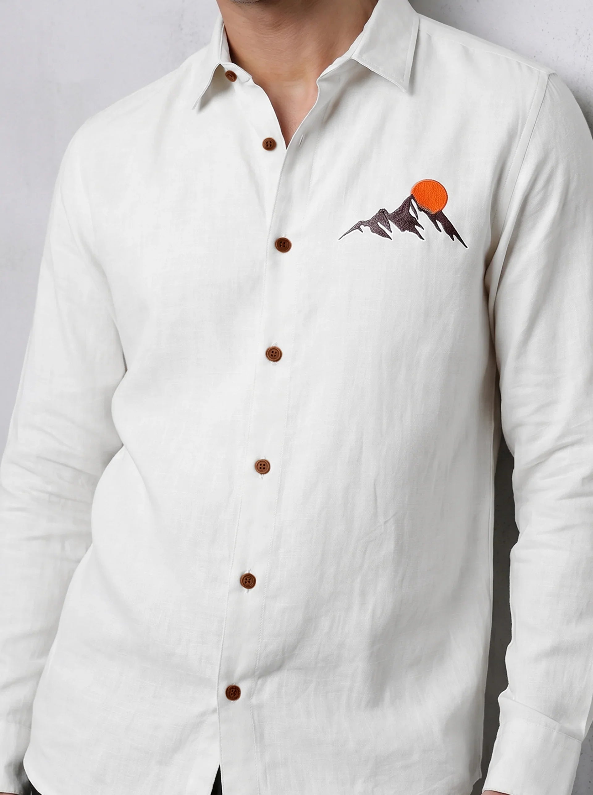Alpine Sunset Premium White Embroidered Shirt