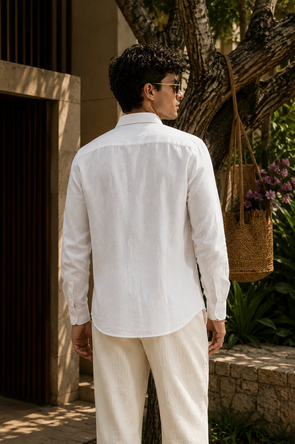 Blue Sparrow White Linen Shirt.