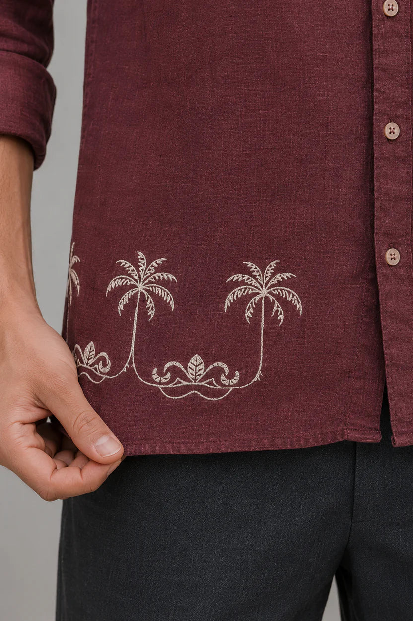 Oasis Maroon Linen Shirt