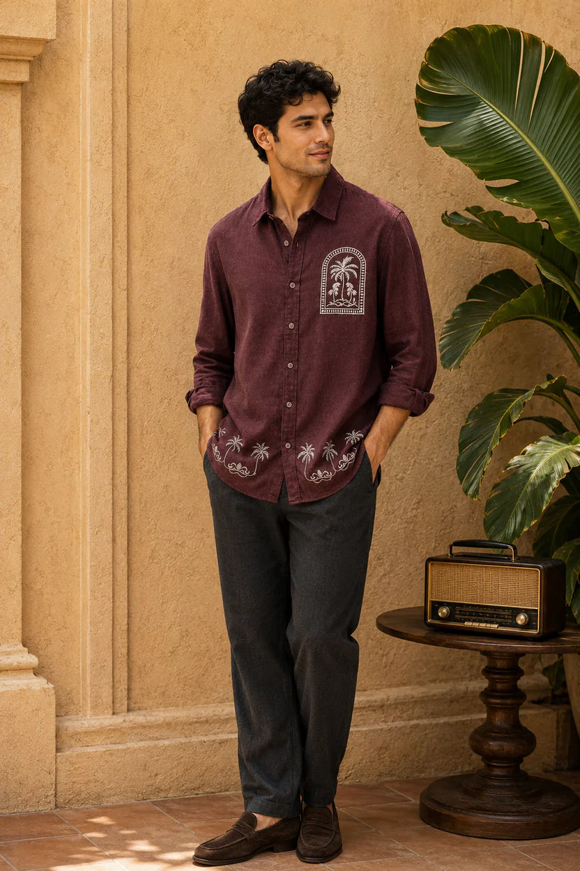 Oasis Maroon Linen Shirt
