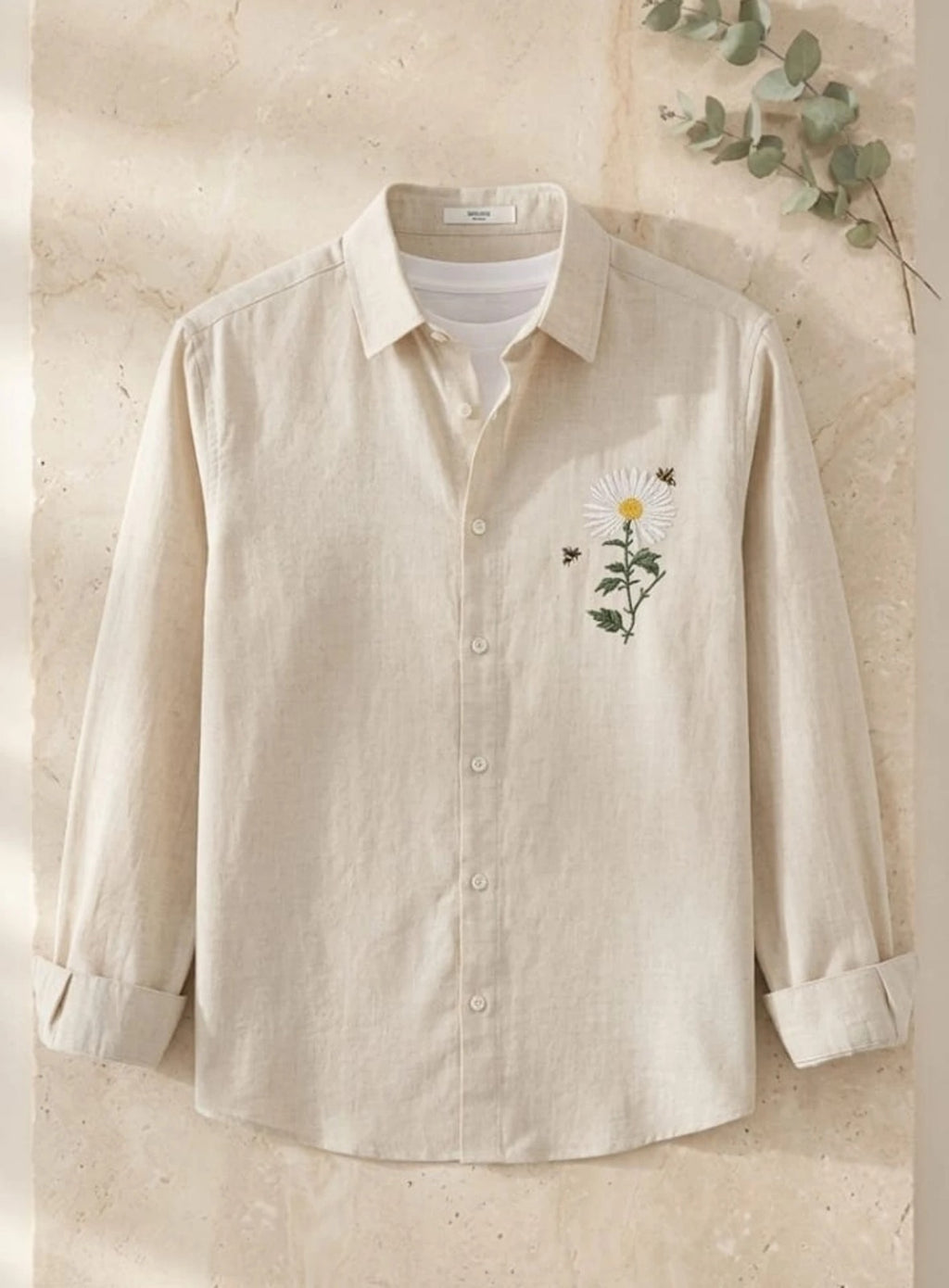 Men’s Stylish Embroidered Casual Cotton Shirt