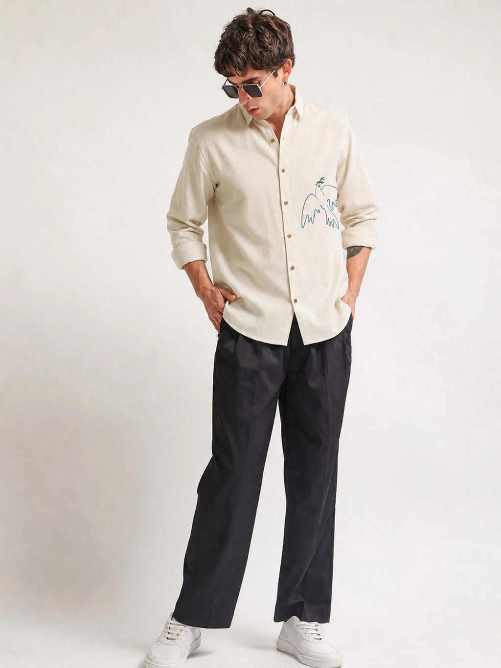 Men’s Premium Cotton Embroidery Casual Shirt