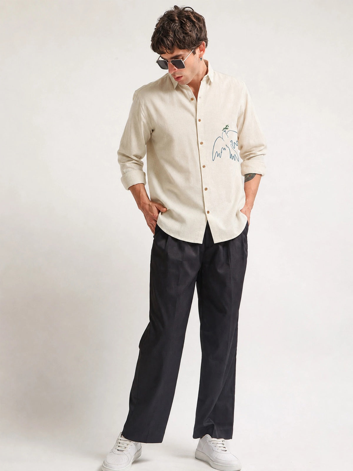 Men’s Premium Cotton Embroidery Casual Shirt