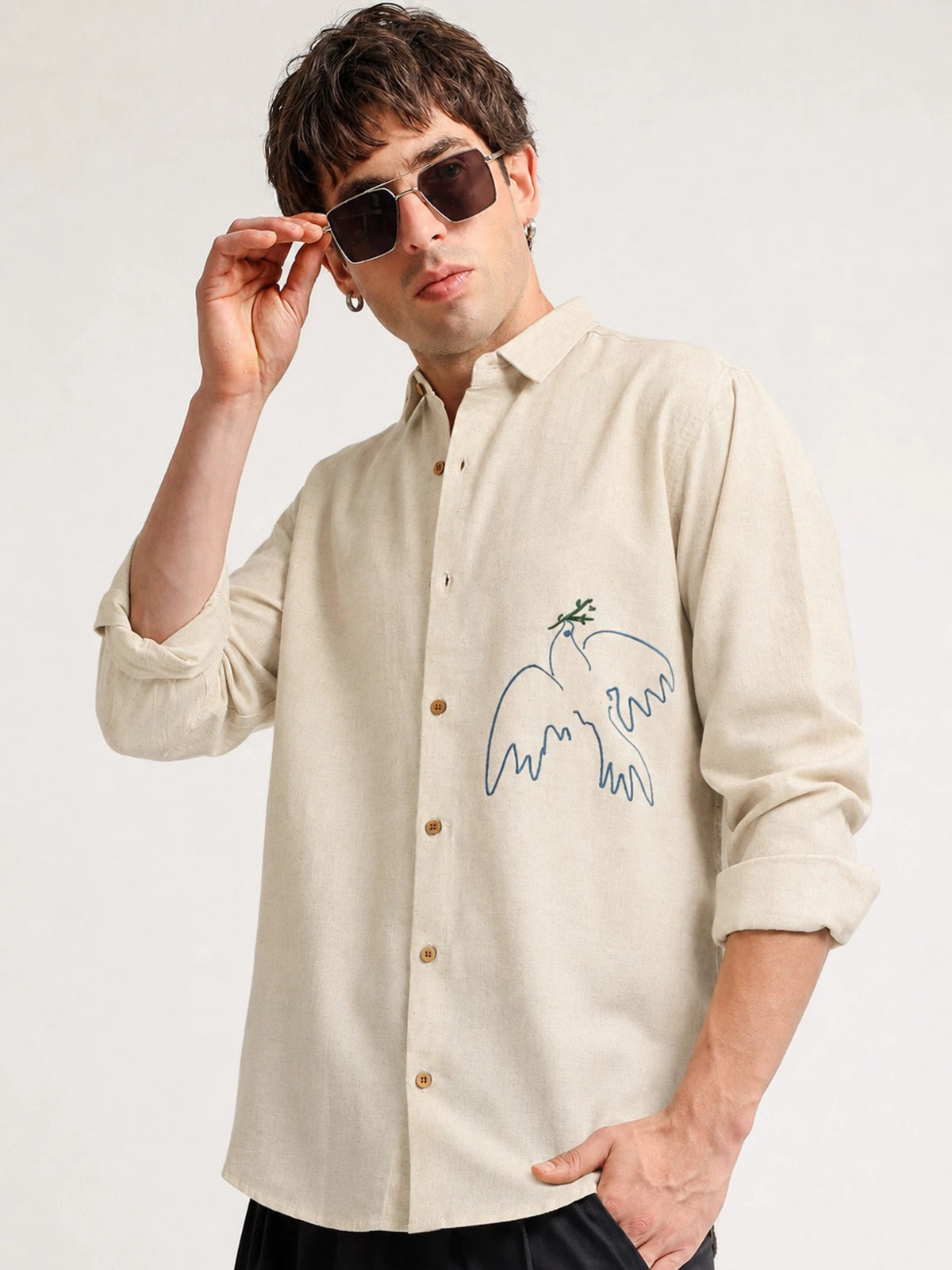 Men’s Premium Cotton Embroidery Casual Shirt