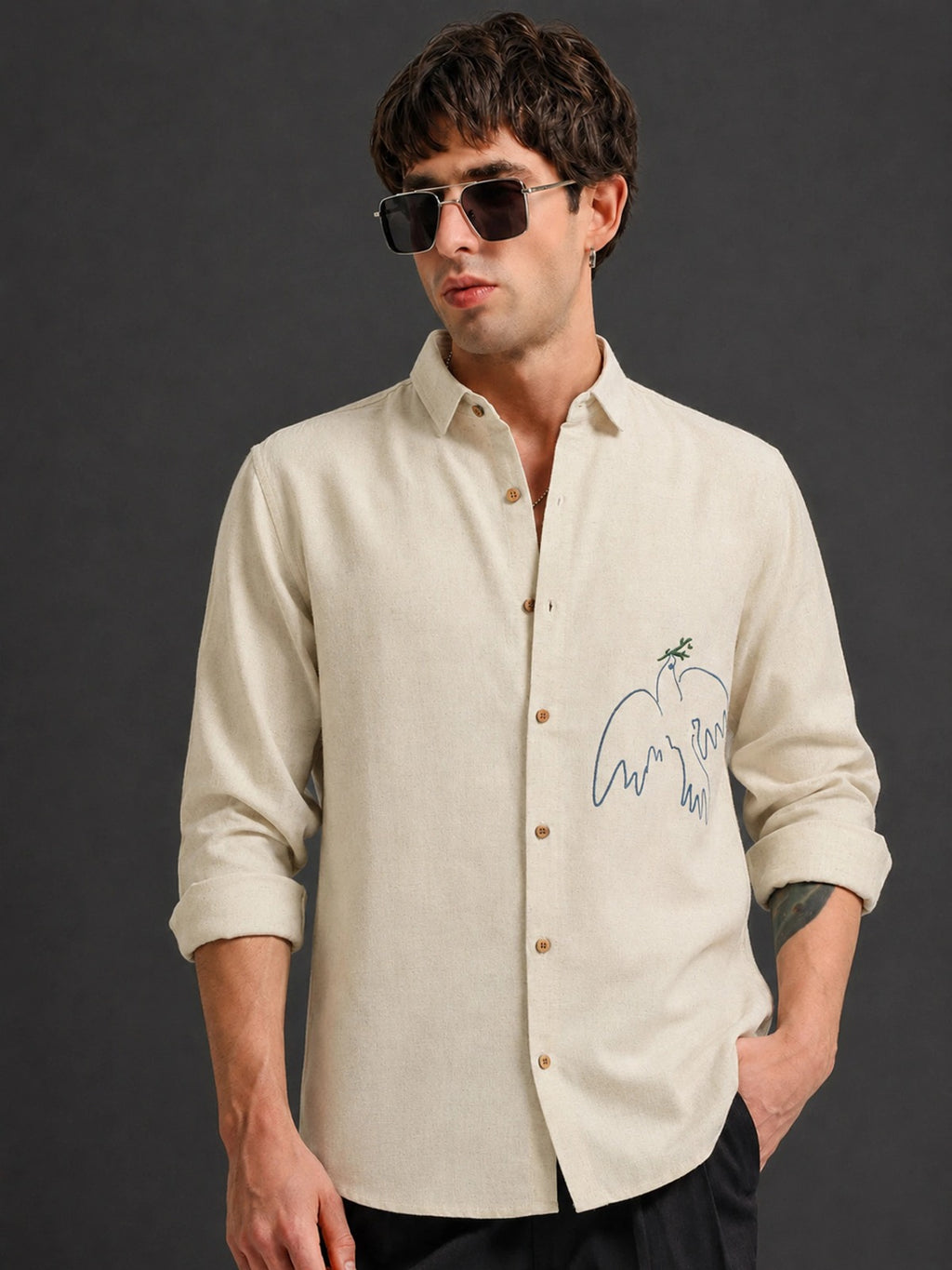 Men’s Premium Cotton Embroidery Casual Shirt