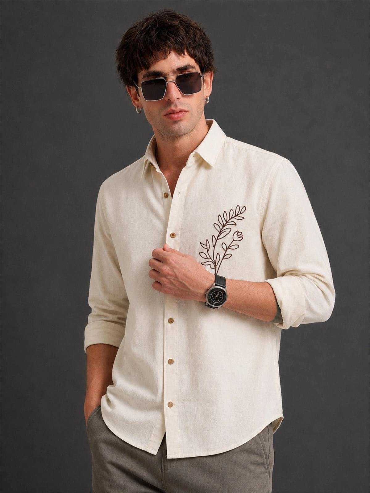 Men’s Classic Embroidered Full Sleeve Shirt