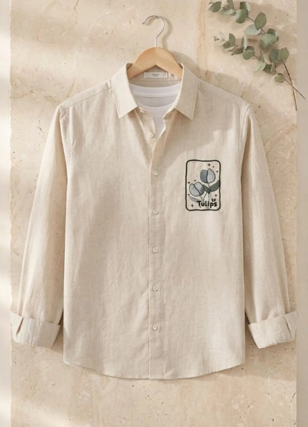 Men’s Casual Embroidered Cotton Shirt